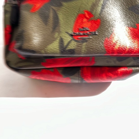 Smaller Coach Backpack in Army Green with Red Flowers - Picture 7 of 11